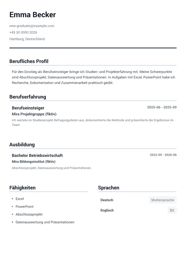 Berufseinsteiger CV – Minimal Grau