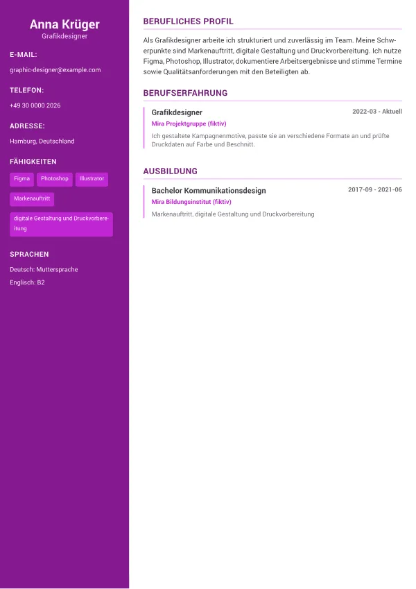 Grafikdesigner CV – Kreativer Akzent