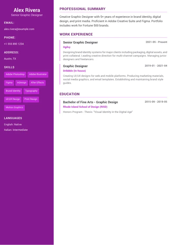Graphic Designer CV – Creative Accent