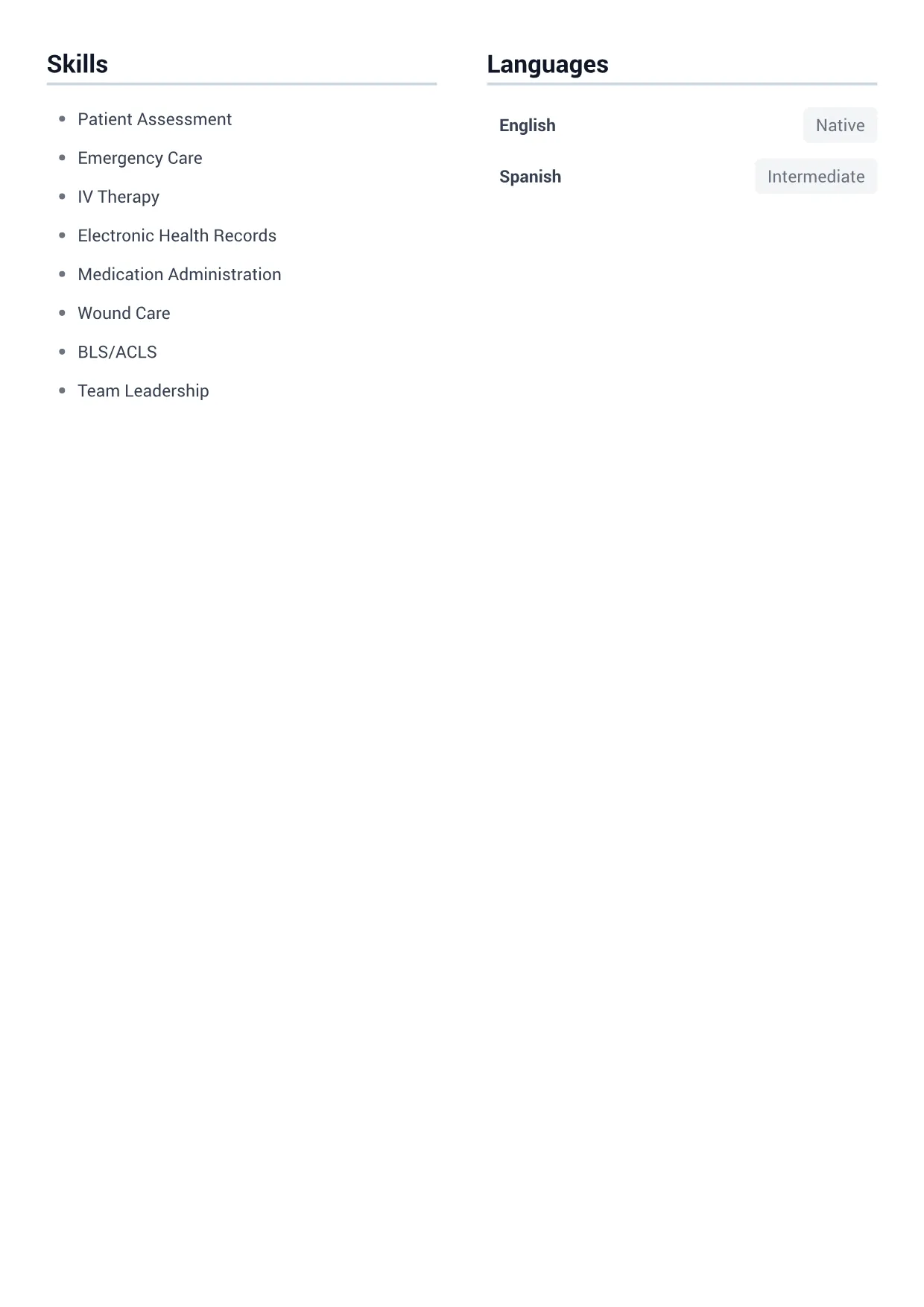 Registered Nurse CV Example – Minimal Gray (2/2)
