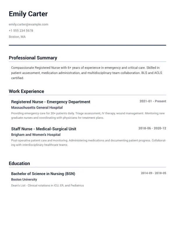 Registered Nurse CV – Minimal Gray