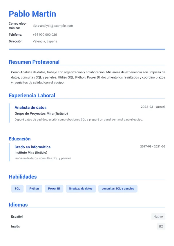 Analista de datos CV – Azul Ejecutivo