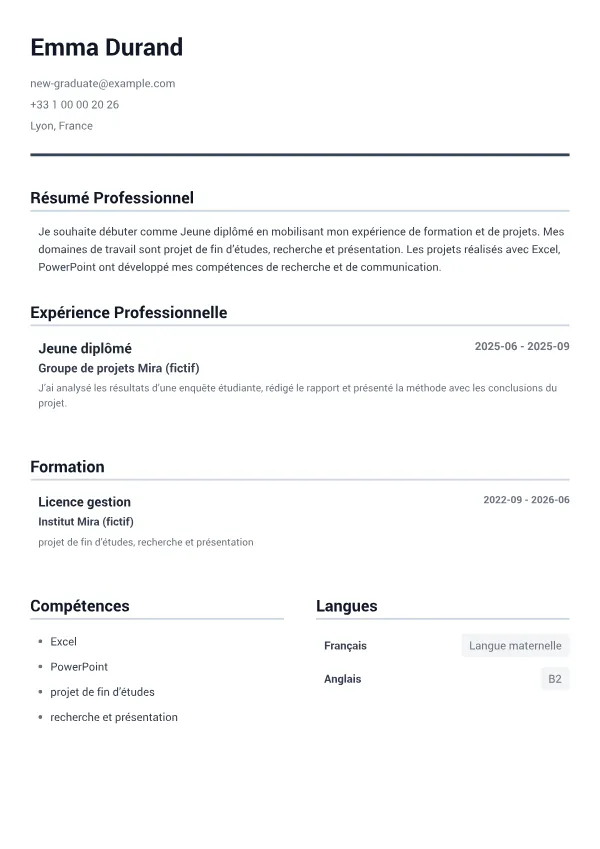 Jeune diplômé CV – Gris Minimal