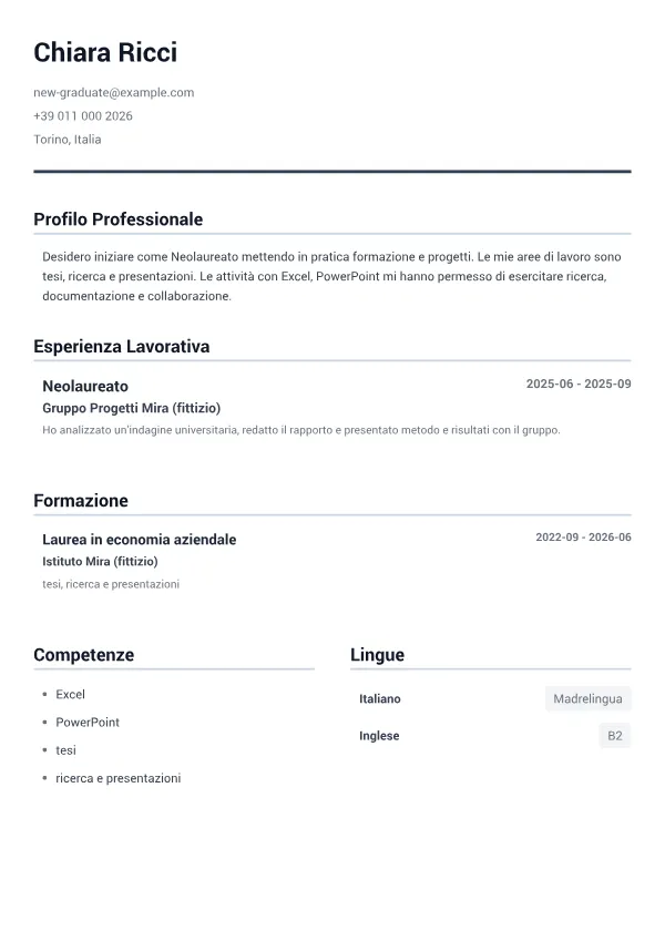 Neolaureato CV – Grigio Minimal