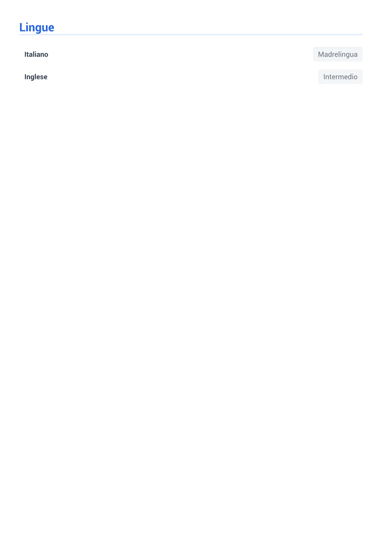 Esempio di CV Tirocinante Logistica – Blu Executive (2/2)