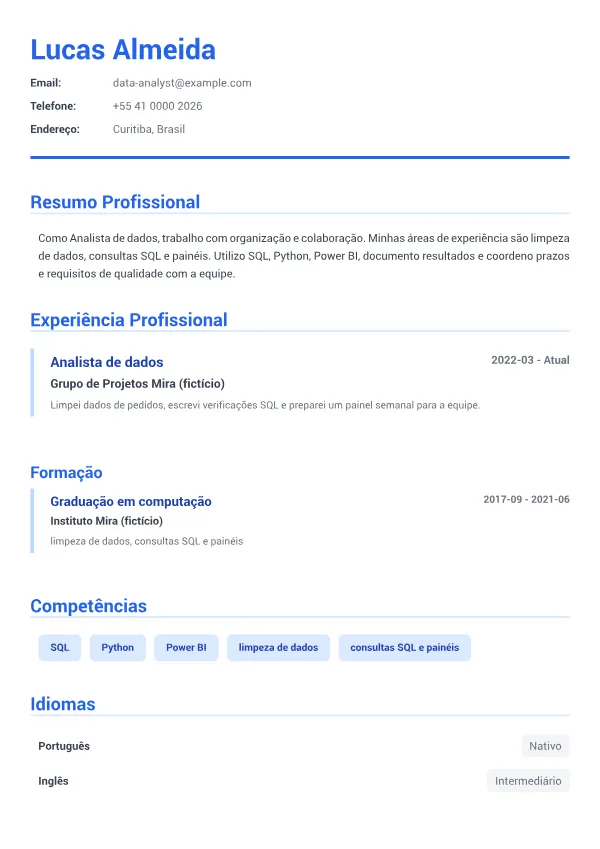 Analista de dados CV – Azul Executivo