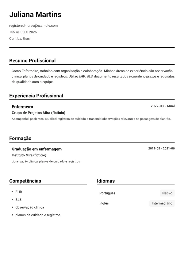 Enfermeiro CV – Preto e Branco Claro