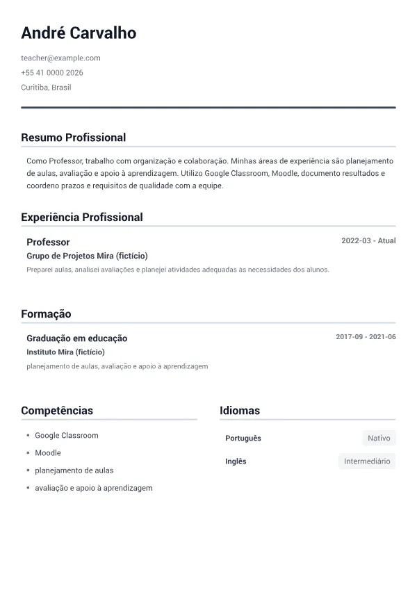 Professor CV – Cinza Minimal