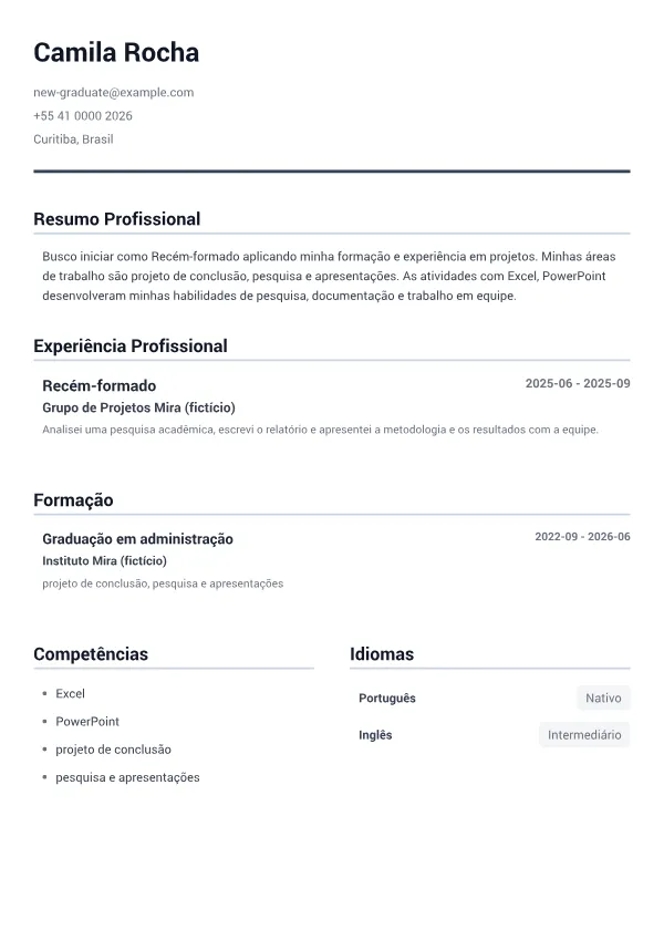 Recém-formado CV – Cinza Minimal