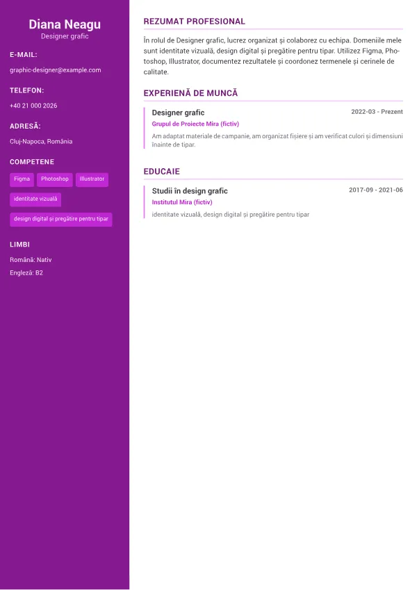 Designer grafic CV – Accent Creativ
