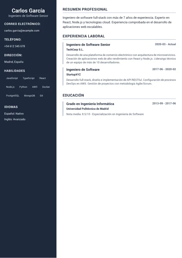 Sidebar Profesional