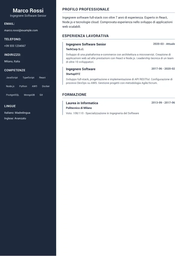 Sidebar Professionale