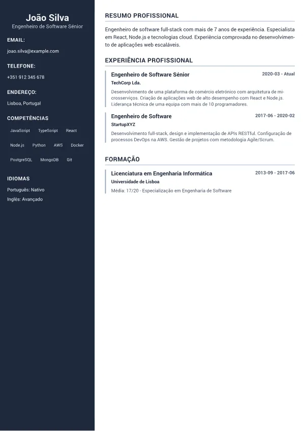 Sidebar Profissional